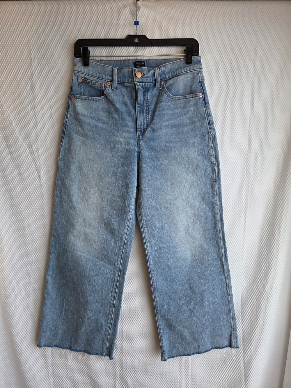 J.Crew High-Rise Wide-Leg Crop Jeans Raw Hem Light Wash Size 27 Like New